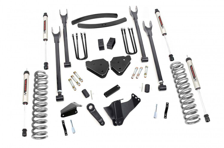 Rough Country 6" Ford 4-Link Suspension Lift Kit For (05-07 F-250/350 4WD DIESEL) With V2 Monotube Shocks