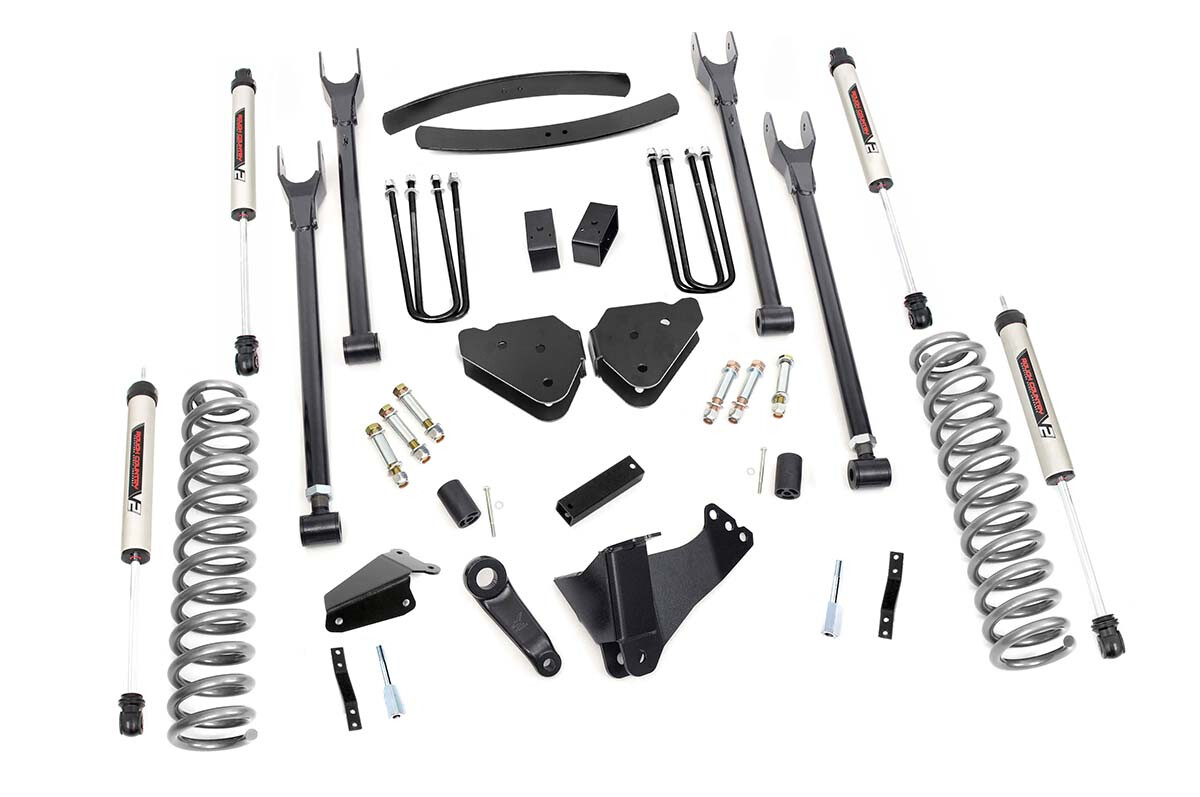 Rough Country 6" Ford 4-Link Suspension Lift Kit For (05-07 F-250/350 4WD GAS) With V2 Monotube Shocks