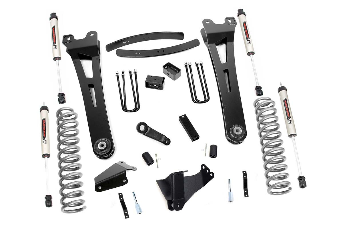 Rough Country 6" Ford Suspension Lift Kit/Radius Arms For (05-07 F-250/F350 4WD GAS) With V2 Monotube Shocks