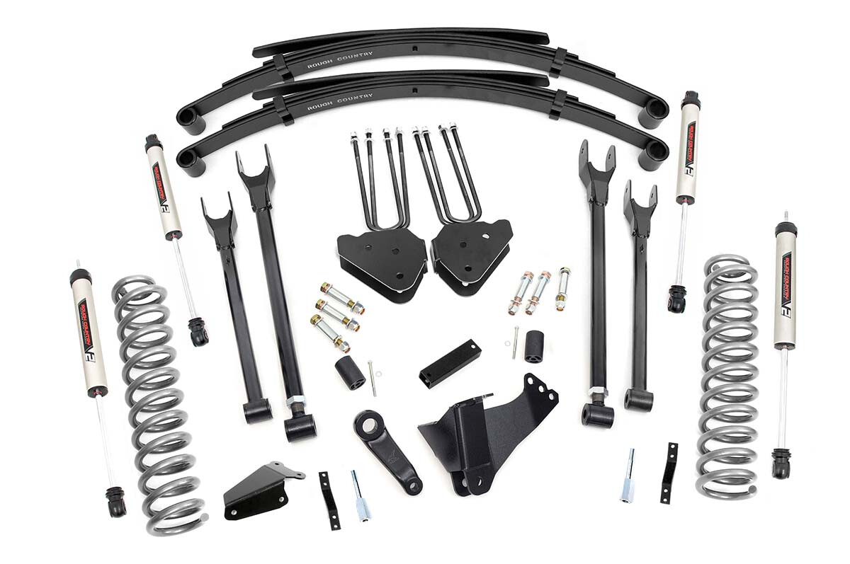 Rough Country 8" Ford 4-Link Suspension Lift System For (05-07 F-250/F350 4WD/DIESEL) With V2 Monotube Shocks