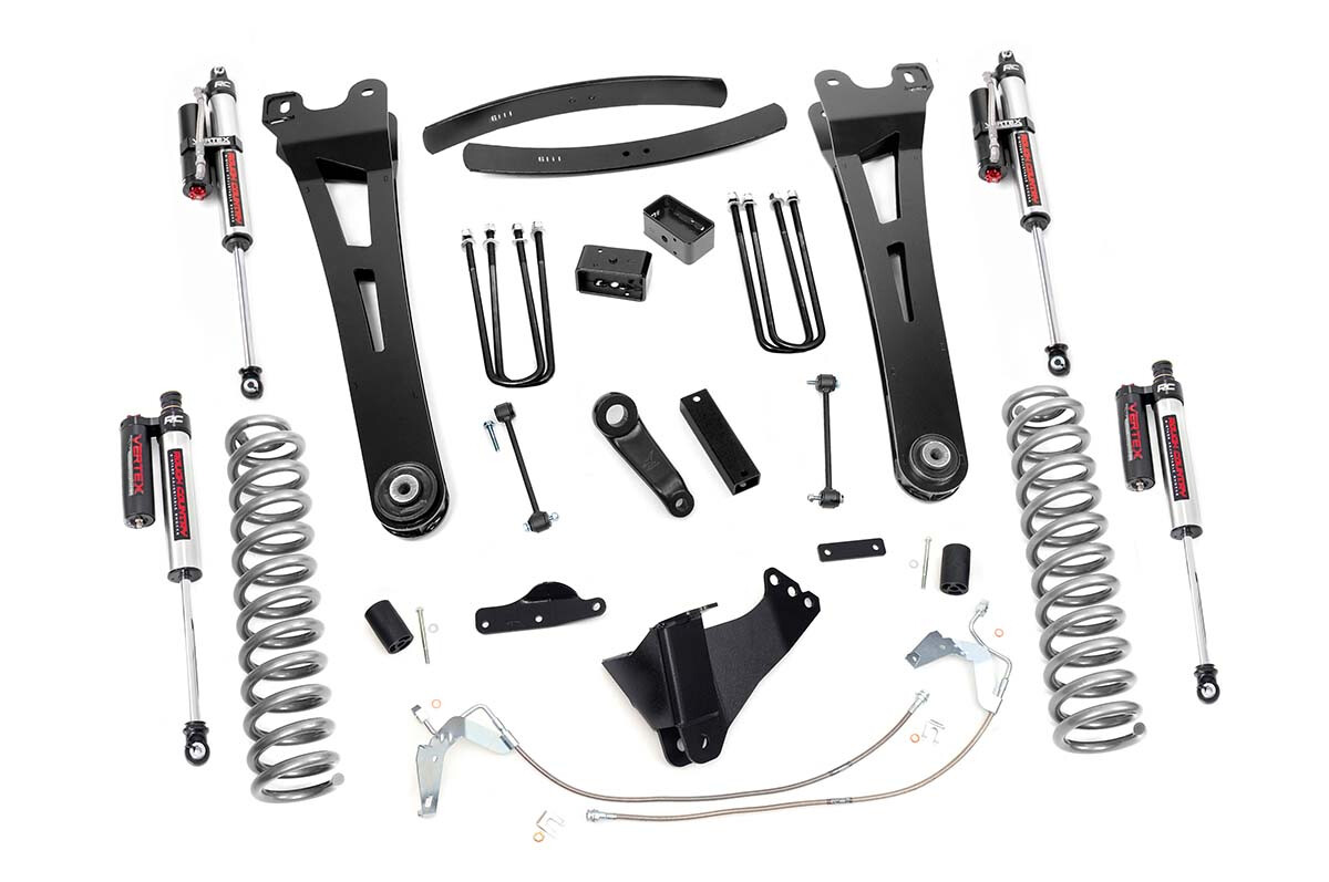 Rough Country 6" Ford Suspension Lift Kit/ Radius Arms (08-10 F-250/F350 4WD GAS) With Vertex Reservoir Shocks