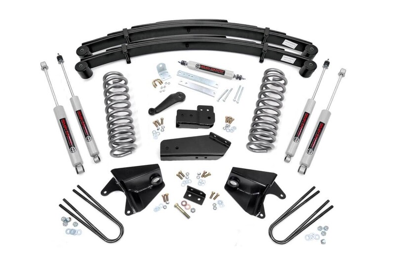 Rough Country 4" Ford Suspension Lift Kit (80-96 F-150 4WD) With Leaf Springs