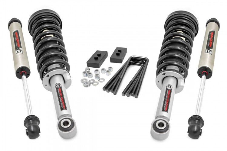 Rough Country 2" Ford Leveling Lift Kit (09-20 F-150)With Lifted Struts & V2 Monotube Shocks for 09-13 Models