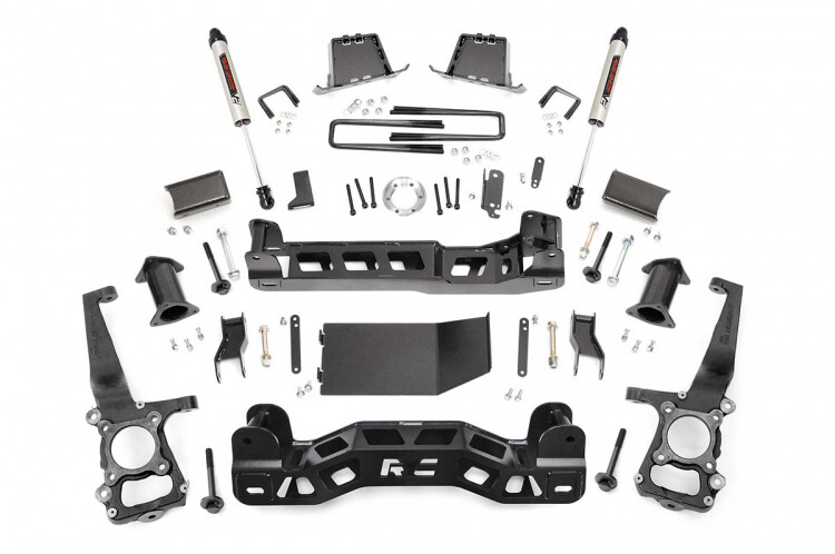 Rough Country 6" Ford Suspension Lift Kit (09-10 F-150 4WD) With Strut Spacer & V2 Monotube Shocks