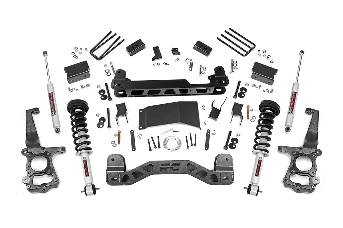 Rough Country 4" Ford Suspension Lift Kit (15-20 F-150 4WD) With Lifted Struts