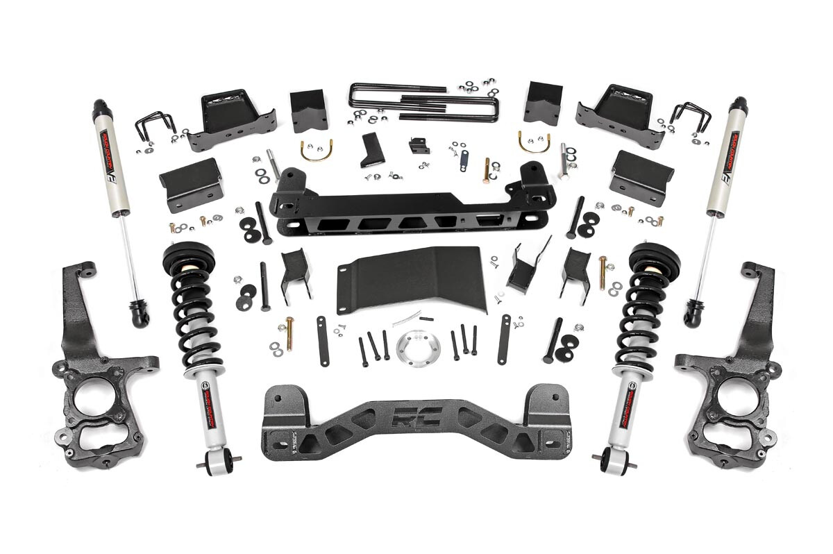 Rough Country 6" Ford Suspension Lift Kit (15-20 F-150 4WD) With Lifted Struts & V2 Monotube Shocks