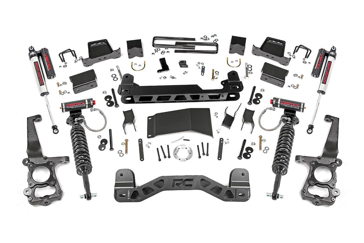 Rough Country 6" Ford Suspension Lift Kit (15-20 F-150 4WD) With Vertex Adjustable Coilovers & Vertex Adjustable Shocks