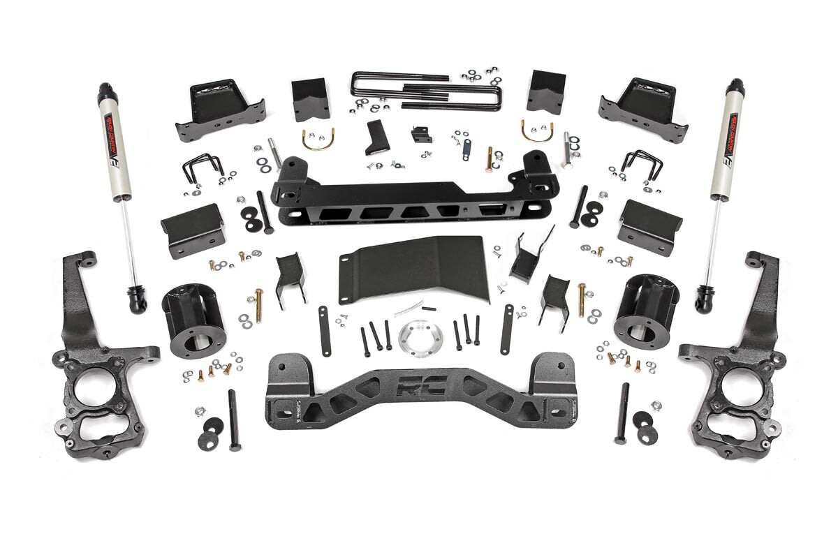 Rough Country 6" Ford Suspension Lift Kit (15-20 F-150 4WD) With Struts Spacers & V2 Monotube Shocks
