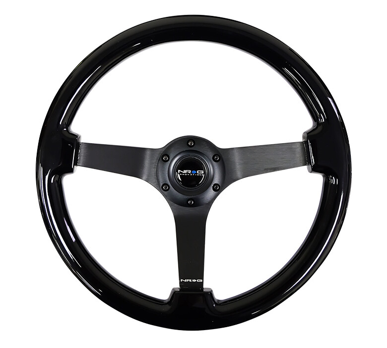 Nrg Innovations 3" Deep Dish Vintage Black Wood Grain Finish Matte Black Spoke Steering Wheel