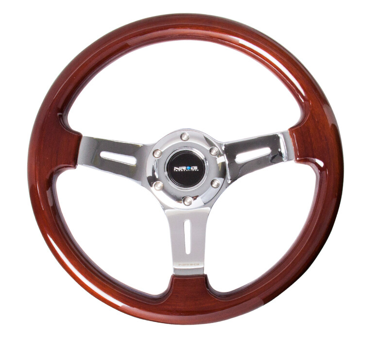 Nrg Innovations Classic Wood Grain 330mm, 3 Spoke Center In Chrome Steering Wheel Nrg Innovations Classic Wood Grain 330mm, 3 Spoke Center In Chrome Steering Wheel