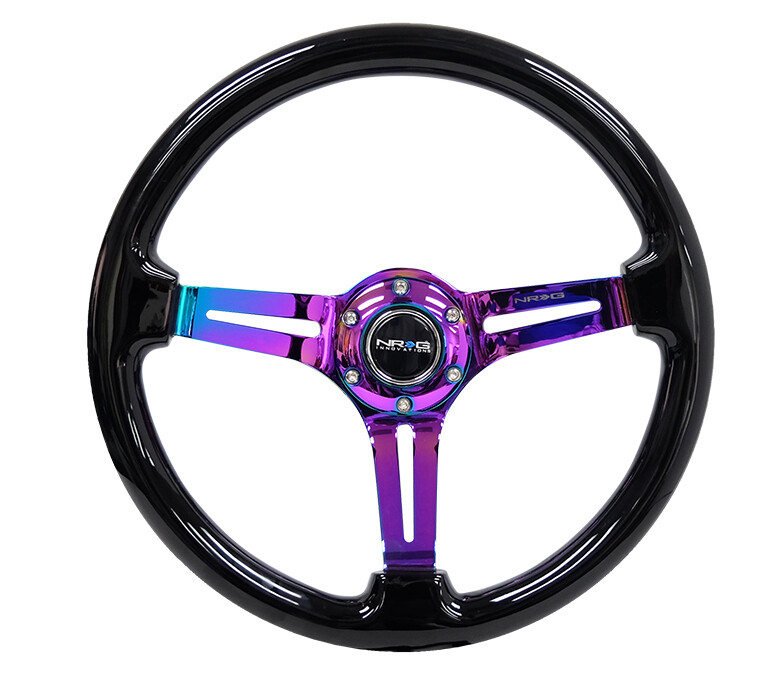 Nrg Innovations 3" Deep Dish Premium Colored Wood, NeoChrome Spoke Finish Steering Wheel