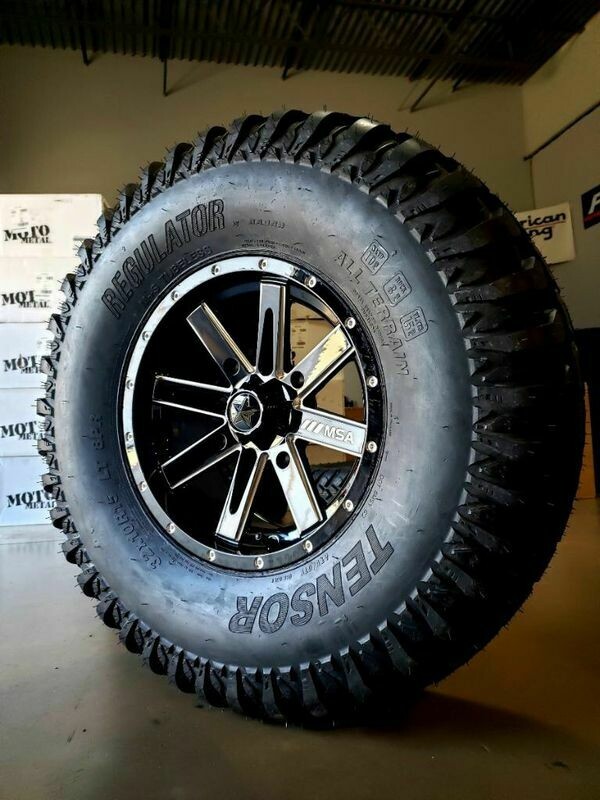 Msa M41 Boxer 15x7 4x137 +10mm Gloss Black Milled Wheels & Tensor Regulator 32x10R15 Dot Tires