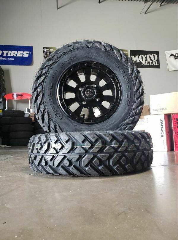 Fuel Tactic D630 15x7 4x156 38mm Satin Black Wheels & EFX Gripper 30x10R15 Dot Tires