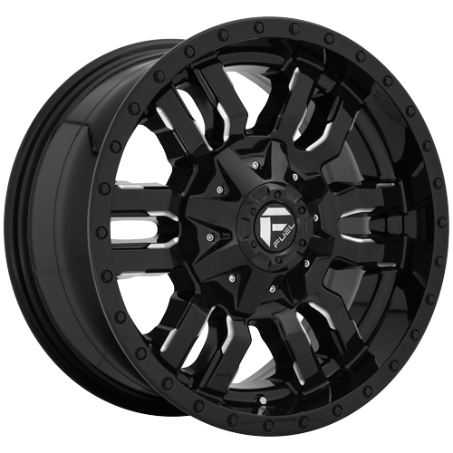 Fuel D595 Sledge 17x9 6x135.00/6x139.70 Gloss Black Milled (-12mm) Wheel