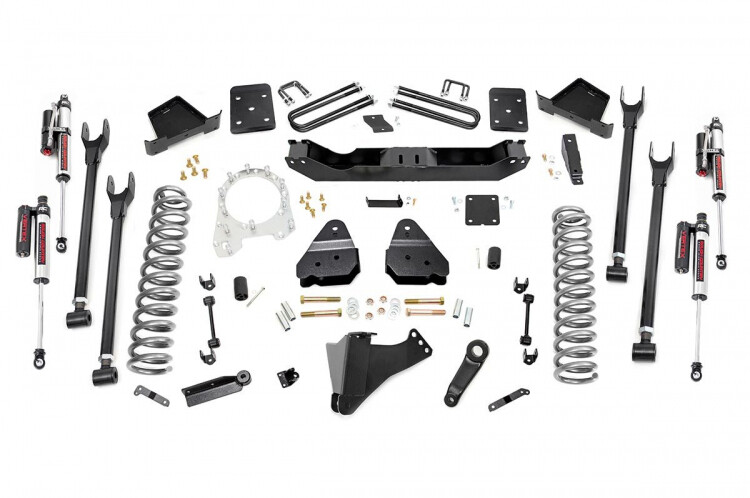 Rough Country 6" Ford 4-Link Suspension Lift Kit (17-20 F-250/F350 4WD DIESEL) 4in Axle Diameter With Vertex Reservoir Upgrade