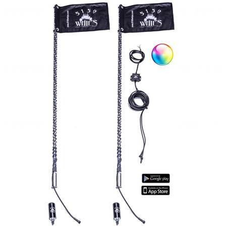 5150 187 Whips RGB Multi Color LED Bluetooth - 4ft. (Pair)