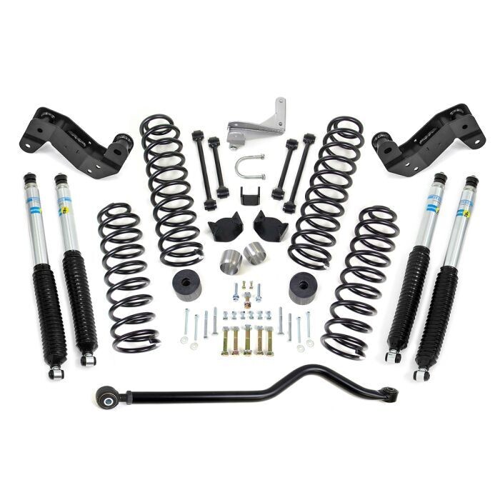 Ready Lift 4" Coil Spring Kit With Adjustable Track Bar, Caster Correction Bracket Exhuast Spacer With Bilstein Shocks For 2007-2018 Jeep JK