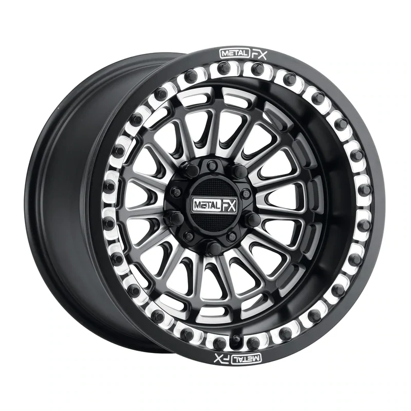 Metal FX Delta R Beadlock 15x10 5x114.3 0mm Offset Satin Black Contrast Cut (4PC) Wheels