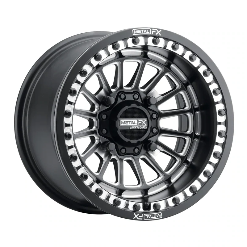 Metal FX Delta Beadlock 15x7 4x136 4x137 +25 Satin Black Contrast Cut Wheels