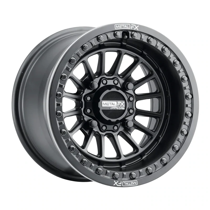 Metal FX Delta Beadlock 15x7 4x136 4x137 +25 Satin Black Wheels
