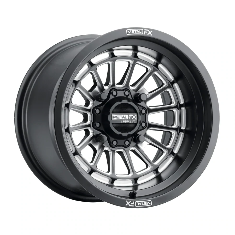 Metal FX Delta Non-Beadlock 15x7 4x156 +25 Satin Black Contrast Cut Wheels