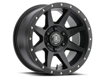 4-Icon Rebound 17x8.5 6X5.5 6X139.7 0mm/4.75" Satin Black Wheels