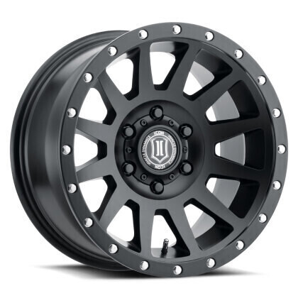 4-Icon Compression 18x9 5x150 25mm/6"BS Satin Black Wheels