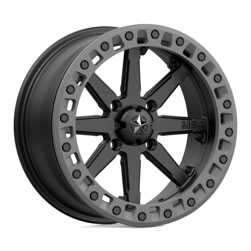 MSA MA31 15X7 4X137 Beadlock Wheel S-BLK M-GRY RG 10MM UTV Wheel