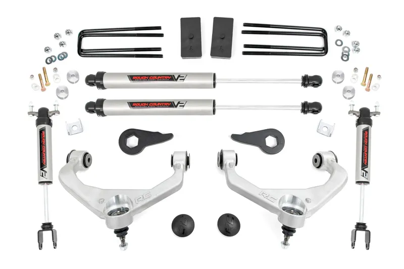 Rough Country 3.5 inch GMC Bolt-On Suspension Lift Kit With V2 Monotube Shocks For (11-19 2500/3500 HD)