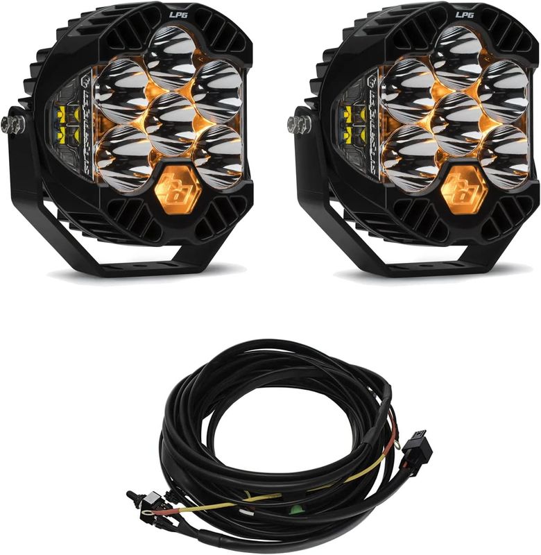 Baja Designs Universal LP6 Pro LED Auxiliary Light Pod - Spor Clear & Amber Backlight (1-Pair) With Hardware