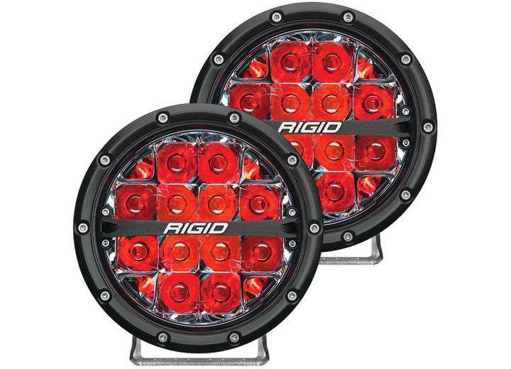 RIGID Industries 360-Series 6 Inch Led Off-Road Spot Beam Red Backlight Pair