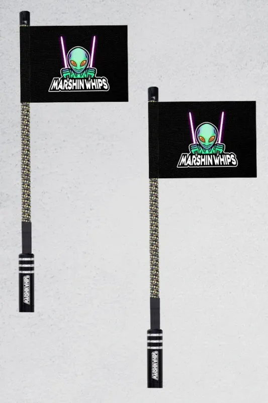 Marshin Whips V2 Black Out - 2FT/White Set of Whips