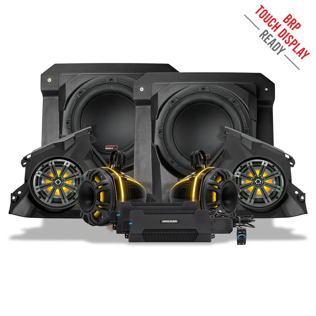 SSV Works Phase-6 K-Spec 1650watt 6-Speaker Stereo System with Kicker Horns for 2024-2025 Can-Am Maverick R SSV Works Phase-6 K-Spec 1650watt 6-Speaker Stereo System with Kicker Horns for 2024-2025 Can-Am Maverick R