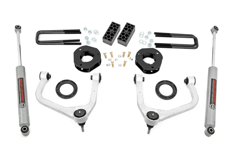 Rough Country 3.5 Inch Suspension Lift Kit W/Upper Control Arms 2019-2024 & Refresh Chevy Silverado 1500 2WD/4WD