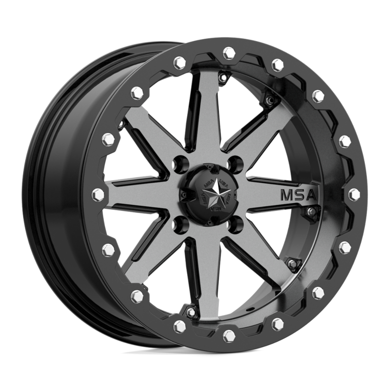 MSA MA21 15X7 4X137 Beadlock Wheel Charcoal Tint  Black Ring 00MM UTV Wheel