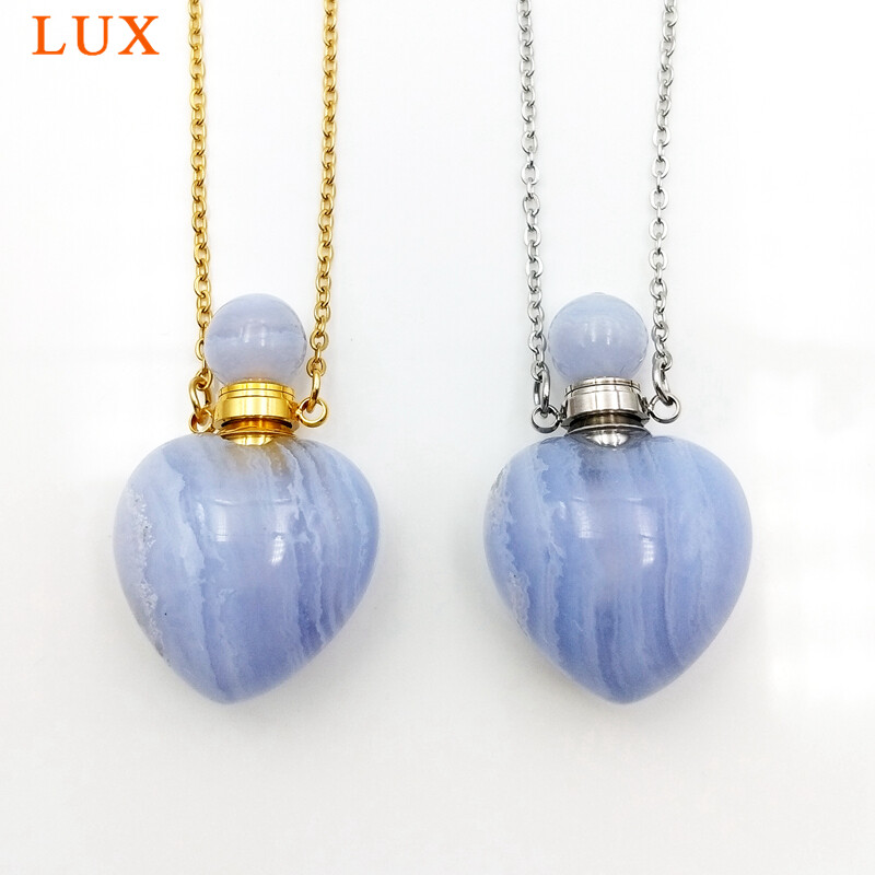 Crystal Heart Pendant Oil Diffuser (Blue Lace Agate)