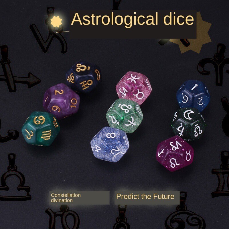 Astrological Dice (Multi-Colored, 9 pcs.)
