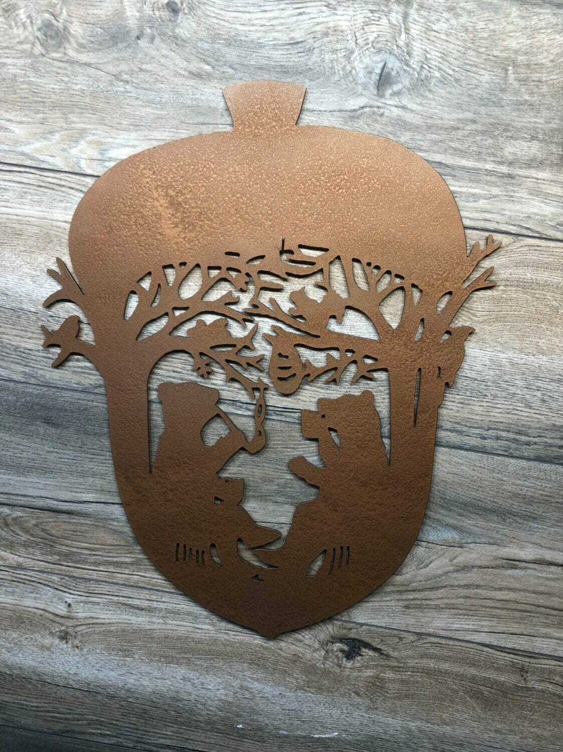 Bears in acorn scene wall art