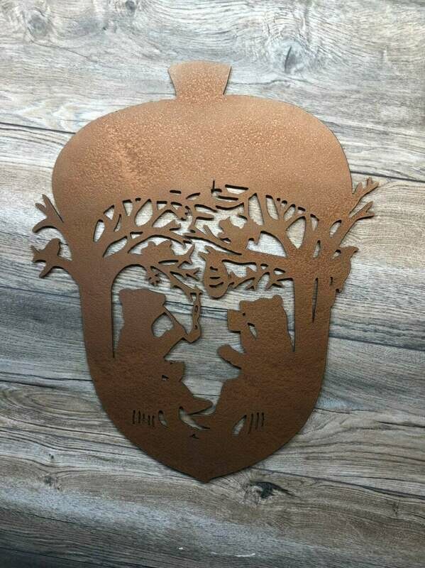 Bears in acorn scene wall art