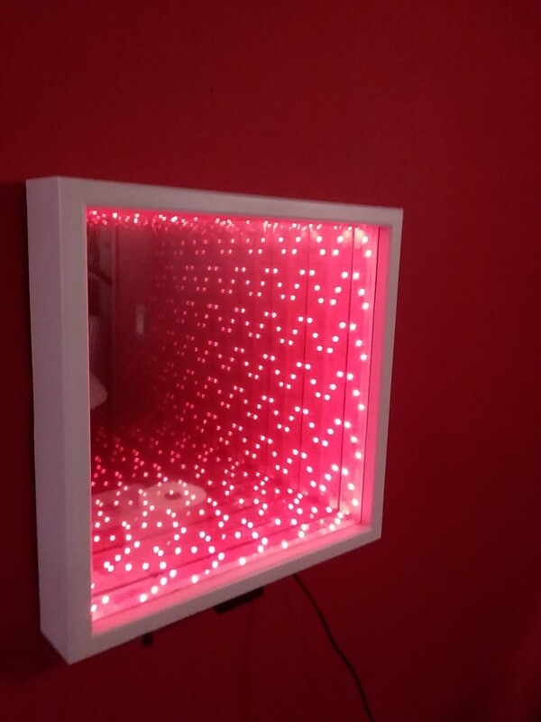 Music Infinity Mirror with 20 key remote white frame