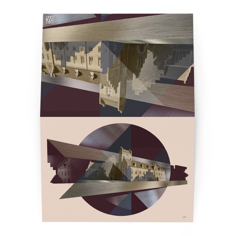 Dobbeltsidet printet kæmpe postkort (14,8 x 21,0 cm)  "Udsigt fra rektorboligen"