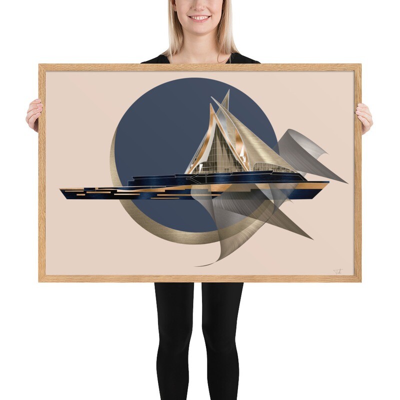 Dubai Creek Gulf &amp; Yacht Club, framed poster 50x70 cm / 61x91 cm
