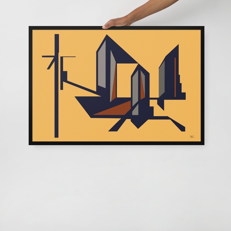 Taktil bebygget komposition, framed poster 50x70 cm / 61x91 cm