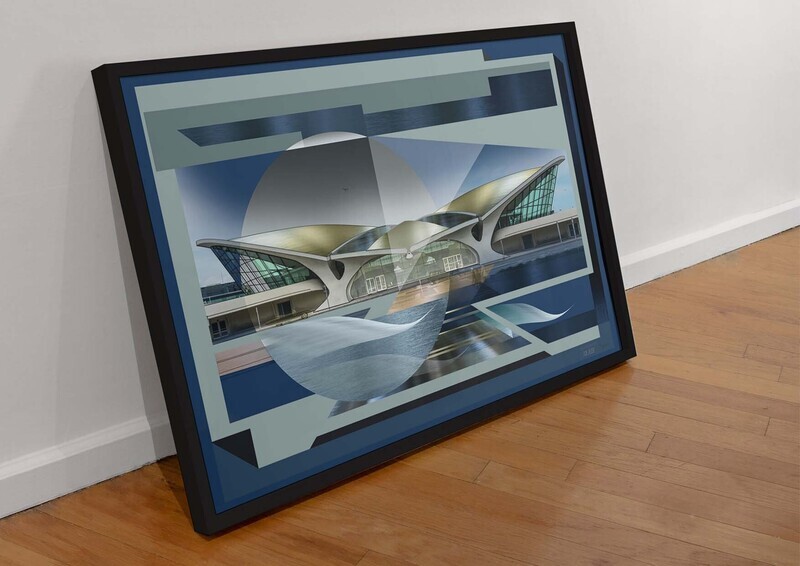 TWA airport terminal, framed poster 50x70 cm