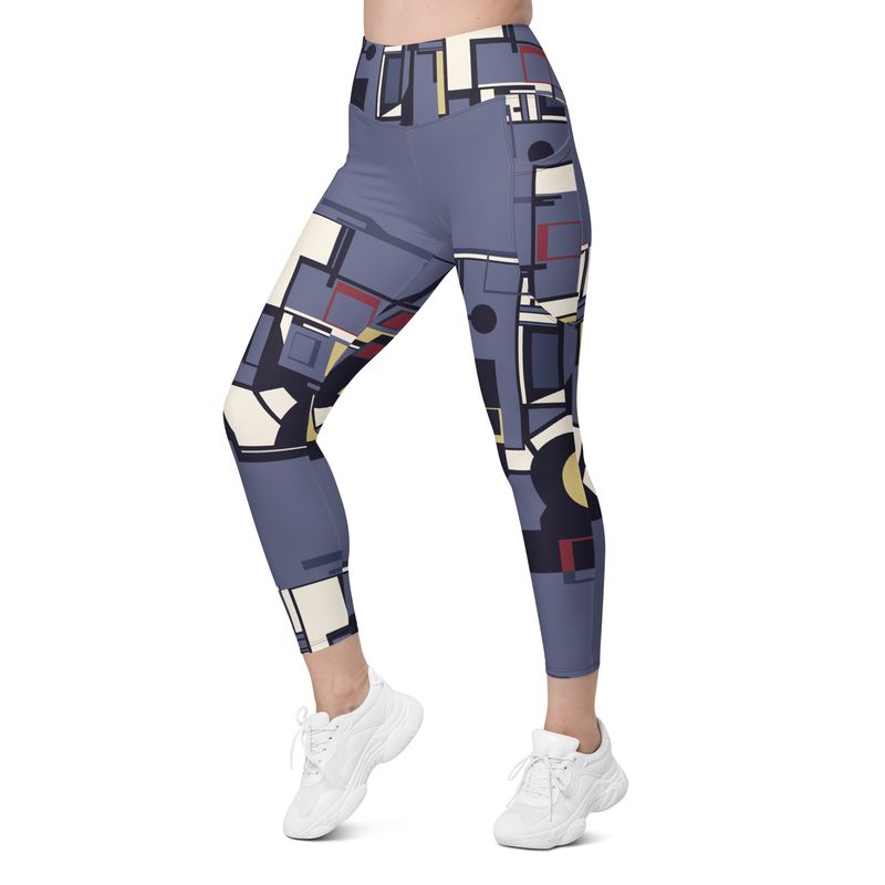 Bauhaus blue by our house, recycled leggings with pockets