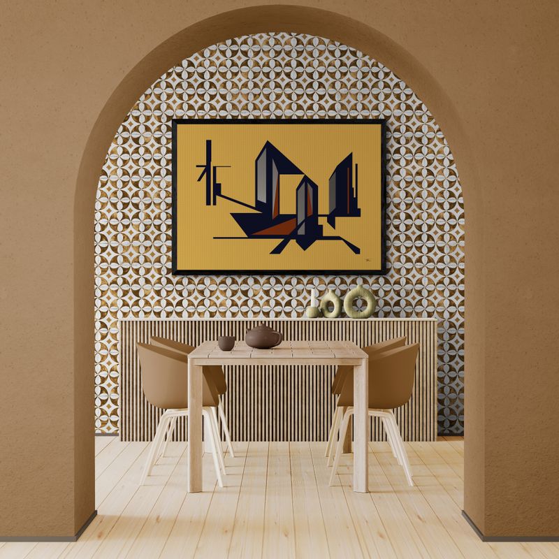 Taktil bebygget komposition, framed poster 50x70 cm / 61x91 cm