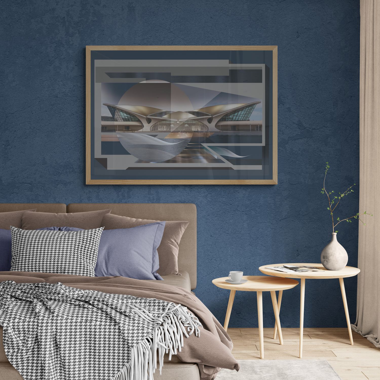 TWA airport terminal, framed poster 50x70 cm