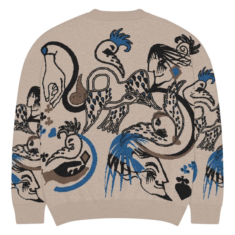 Coconut tatoo, relaxed fit knitted crew neck sweater