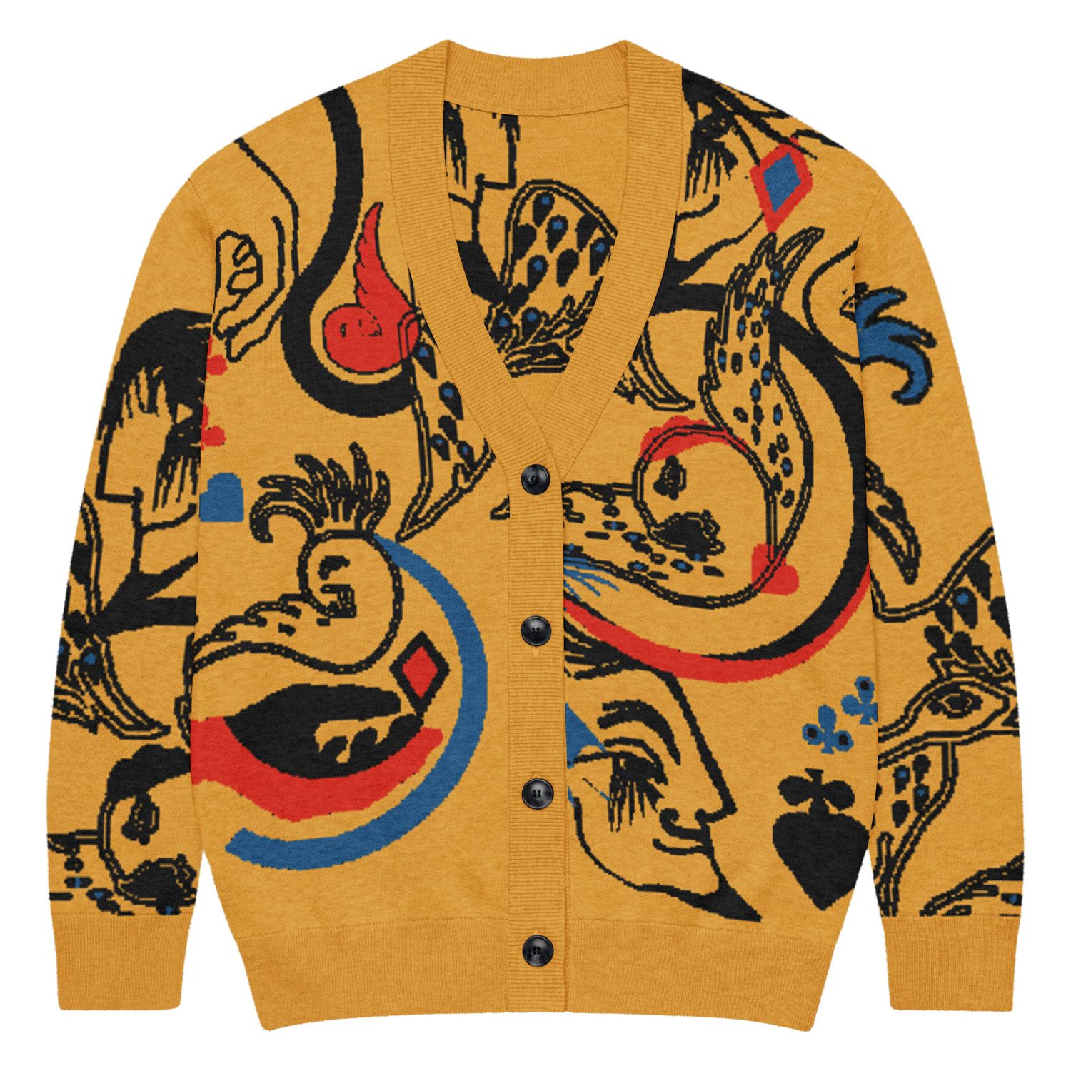 Mustard tatoo, knitted cardigan