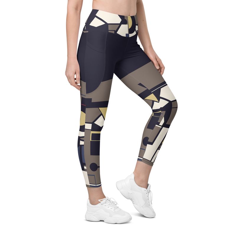 Bauhaus midnight blue by our house, recycled leggings with pockets